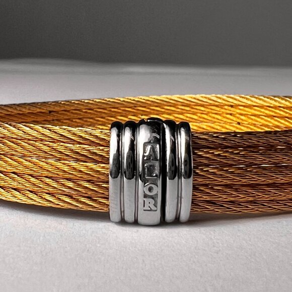 ALOR Classique18k White Gold and Yellow Stainless Steel Cable Bracelet - Picture 2 of 7